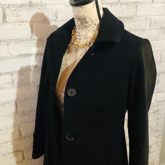 J Crew 100 % wool Winter Coat Ruffle detailed - Picture 4 of 8